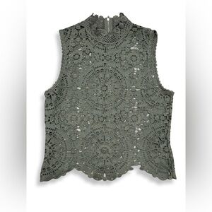 Mischievous Green Lace Sleeveless Blouse P2P 18” Women Size Medium